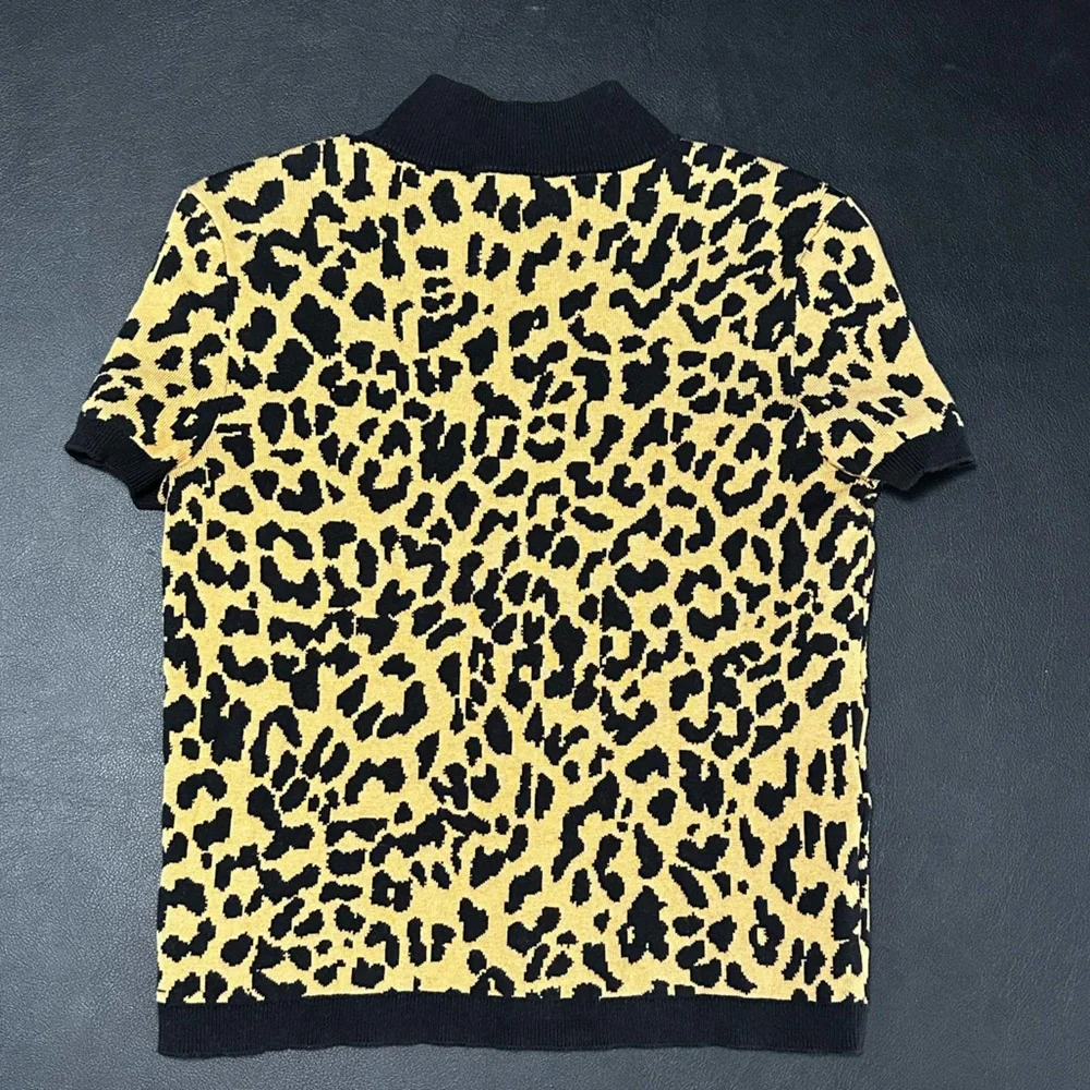 DKNY Jeans Black & Tan Leopard Knit Top - Picture 5 of 7